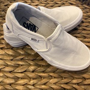 Vans slip-on white canvas sneakers size 6.